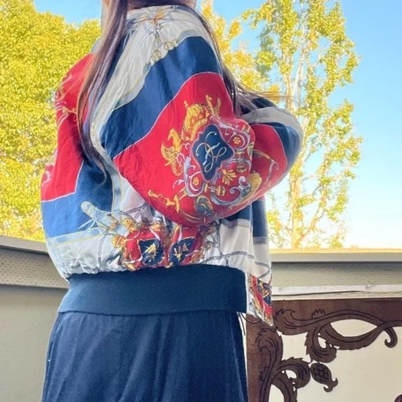 Vintage 80' Silk Bomber Jacket Size Small - Picture 3 of 7